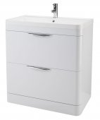 Parade 800mm White Two Drawer Vanity Unit With Ceramic Basin - Nuie