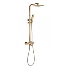 Gio Bliss Square Brushed Brass Dual Head Shower and Bath Filler