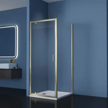 Gio Brushed Brass 800mm Pivot Shower Door