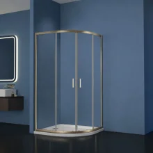 Gio Brushed Brass 1200 x 900mm Offset Quadrant Double Door Shower Enclosure