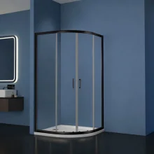 Gio Matt Black 1000 x 800mm Offset Quadrant Double Door Shower Enclosure