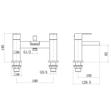 Gio Kyoto Black Waterfall Bath Filler & Waste