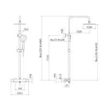 Gio Bliss Square Brushed Brass Dual Head Shower and Bath Filler