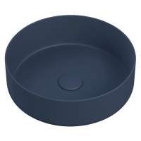 Gressingham 355mm Ceramic Round Washbowl & Waste - Matt Deep Blue
