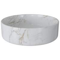 Gressingham 355mm Ceramic Round Washbowl & Waste - Marble Effect