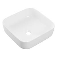 Gressingham 400mm Ceramic Square Washbowl & Waste - Matt White