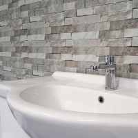 Neptune 250 - Grey Grout Line Tile - Tile Effect PVC Plastic Wall & Ceiling Cladding - 2.7m - 4 Pack
