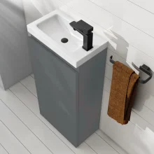 Nuie Mayford Single Door Corner Vanity Unit with Ceramic Basin
