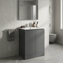 Vouille 510mm Grey Gloss Floor Standing 2 Door Vanity Unit