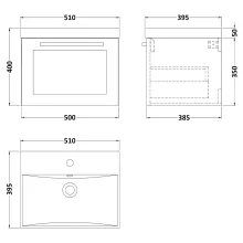 Halite 610mm Waterproof Fluted Vanity Unit with Curved Basin