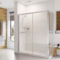 Roman Innov8 Brushed Brass Sliding Shower Door & Side Panel 1700 x 900mm - Corner Fitting