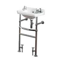 Traditional Basin with Heated Chrome Washstand - 500mm - Holborn London 1855 - Frontline Bathrooms
