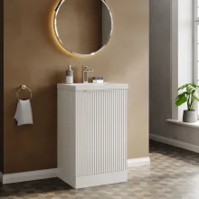 Hudson Reed Fluted 500 2 Drawer Satin White Floor Standing Vanity Unit & Basin