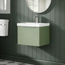 Hudson Reed Fluted 500 Satin Green Vanity Unit & Basin
