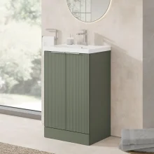 Hudson Reed Fluted 500 Satin Green Vanity Unit
