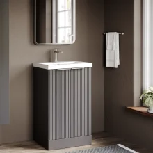Hudson Reed Fluted 500 Satin Grey Vanity Unit
