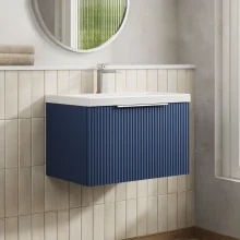 Hudson Reed Fluted 600 Satin Blue Vanity Unit & Basin
