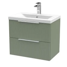 Hudson Reed Fluted 600 Satin Blue 2 Drawer Vanity Unit & Basin
