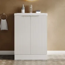 Hudson Reed Fluted 600 Satin White Floor Standing Vanity Unit & Basin