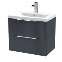Hudson Reed Fluted 600 Satin Grey 2 Drawer Vanity Unit & Basin