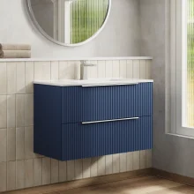 Hudson Reed Fluted 800 Satin Blue 2 Drawer Vanity Unit & Basin