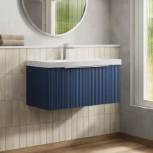 Hudson Reed Fluted 800 Satin Blue Vanity Unit & Basin