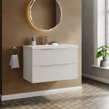 Hudson Reed Fluted 800 Satin White 2 Drawer Vanity Unit & Basin