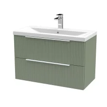 Hudson Reed Fluted 800 Satin Blue 2 Drawer Vanity Unit & Basin