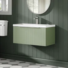 Hudson Reed Fluted 800 Satin Green Vanity Unit & Basin