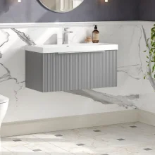 Hudson Reed Fluted 800 Satin Grey Vanity Unit & Basin