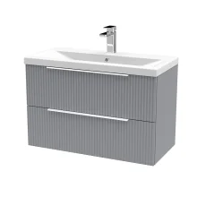 Hudson Reed Fluted 800 Satin White 2 Drawer Vanity Unit & Basin