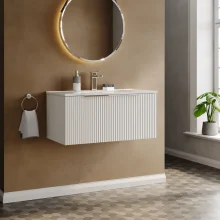 Hudson Reed Fluted 800 Satin White Vanity Unit & Basin