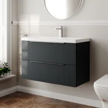 Hudson Reed Fluted 800 Soft Black 2 Drawer Vanity Unit & Basin