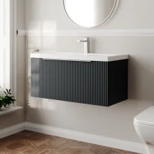 Hudson Reed Fluted 800 Soft Black Vanity Unit & Basin