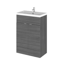 Hudson Reed Fusion Anthracite 600 Floor Standing 2 Door Vanity Unit with Basin