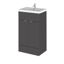 Hudson Reed Fusion Gloss Grey 500 Floor Standing 2 Door Vanity Unit with Basin