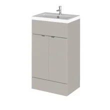 Hudson Reed Fusion Pebble Grey 500 Floor Standing 2 Door Vanity Unit with Basin