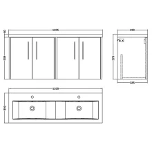 Hudson Reed Juno 600 2 Drawer Oak Wall Hung Vanity Unit