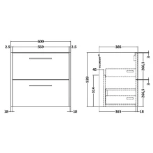 Hudson Reed Juno 500 Graphite Grey Wall Hung Vanity Unit