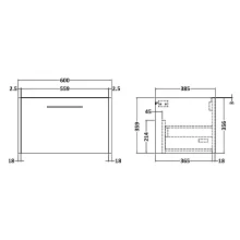 Hudson Reed Juno 440 Graphite Grey Wall Hung Vanity Unit