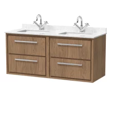 Hudson Reed Lille 1200 4 Drawer Antique Oak Wall Hung Vanity Unit