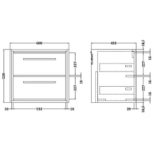 Hudson Reed Sarenna 700mm 2 Drawer Moon White Wall Hung Vanity With Curved Basin