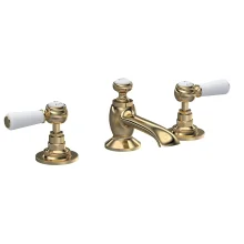 Hudson Reed Topaz Brushed Brass 3 Tap Hole Basin Mixer and Waste