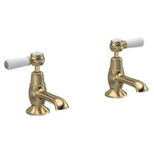Hudson Reed Topaz Brushed Brass Dome Collar Basin Taps