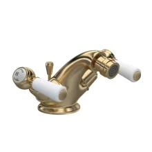 Hudson Reed Topaz Brushed Brass Dome Collar Bidet Tap & Waste