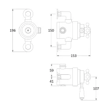 Hudson Reed Topaz Brushed Brass Exposed Triple Thermostatic Shower Valve
