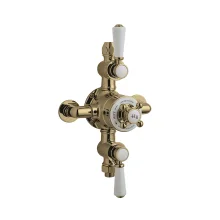 Hudson Reed Topaz Brushed Brass Exposed Triple Thermostatic Shower Valve
