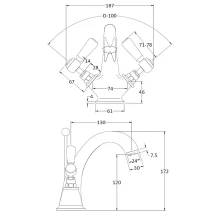 Hudson Reed Topaz Brushed Brass Dome Collar Basin Taps