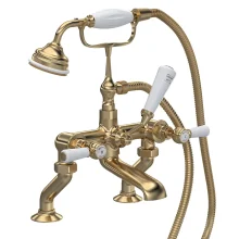Hudson Reed Topaz Brushed Brass Hex Collar Bath Shower Mixer