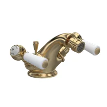 Hudson Reed Topaz Brushed Brass Hex Collar Bidet Tap & Waste